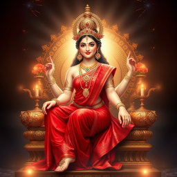 A stunning Hindu apsara with shining skin, radiating a beautiful divine glow