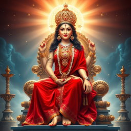 A stunning Hindu apsara with shining skin, radiating a beautiful divine glow