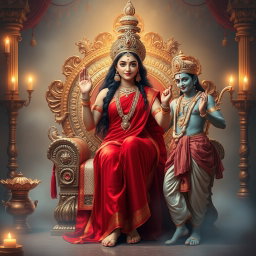 A captivating Hindu apsara with shining skin, exuding a beautiful divine glow