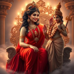 A captivating Hindu apsara with shining skin, exuding a beautiful divine glow