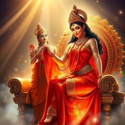 A mesmerizing Hindu apsara with shining skin, glowing with a beautiful divine light