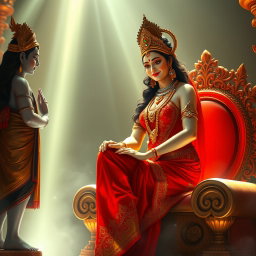 A mesmerizing Hindu apsara with shining skin, glowing with a beautiful divine light