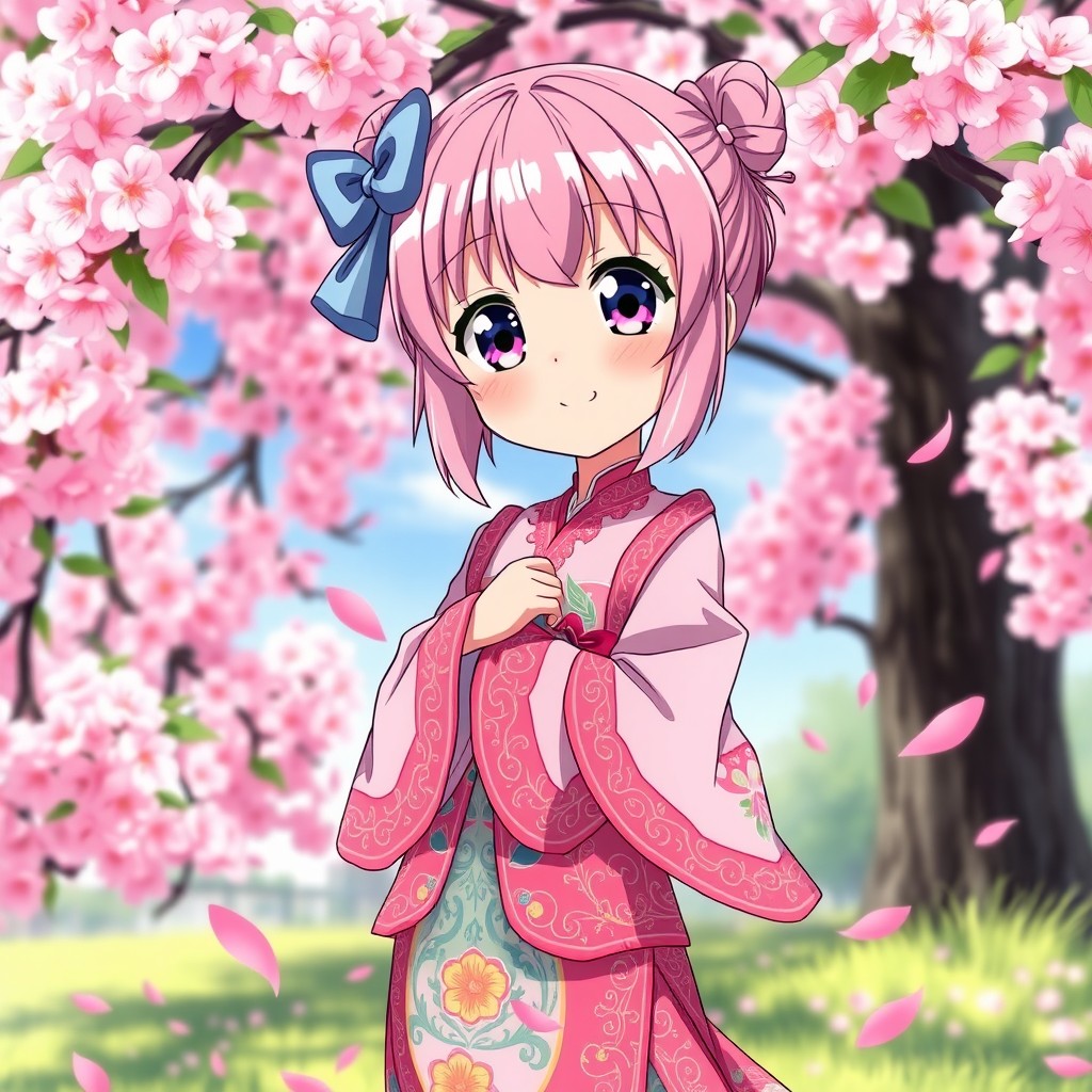 A beautiful anime girl with vibrant pink hair and large expressive eyes