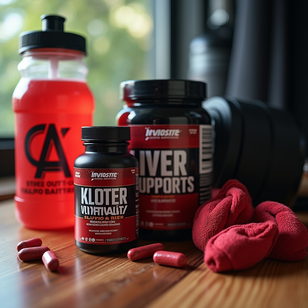 An informative and visually appealing composition showcasing a variety of organ supplements designed specifically for elite athletes