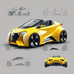 A futuristic and sporty mini car concept featuring a Yamaha R6 motorcycle engine