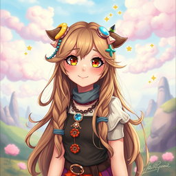 A captivating portrayal of Charlie Morningstar, an original character with a playful spirit and unique style