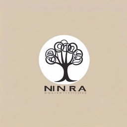 Design a logo for 'Nara collectives', incorporating an abstract tree embodying growth and nature, along with interlocking circles or overlapping shapes to symbolize the concept of 'collectives'.