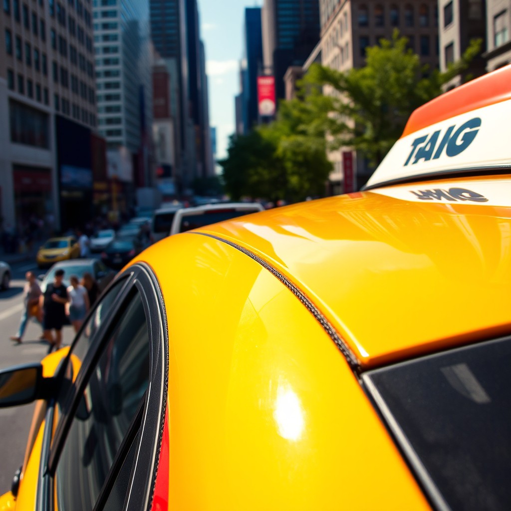 Dynamic City Vibes: Bold Yellow Taxi