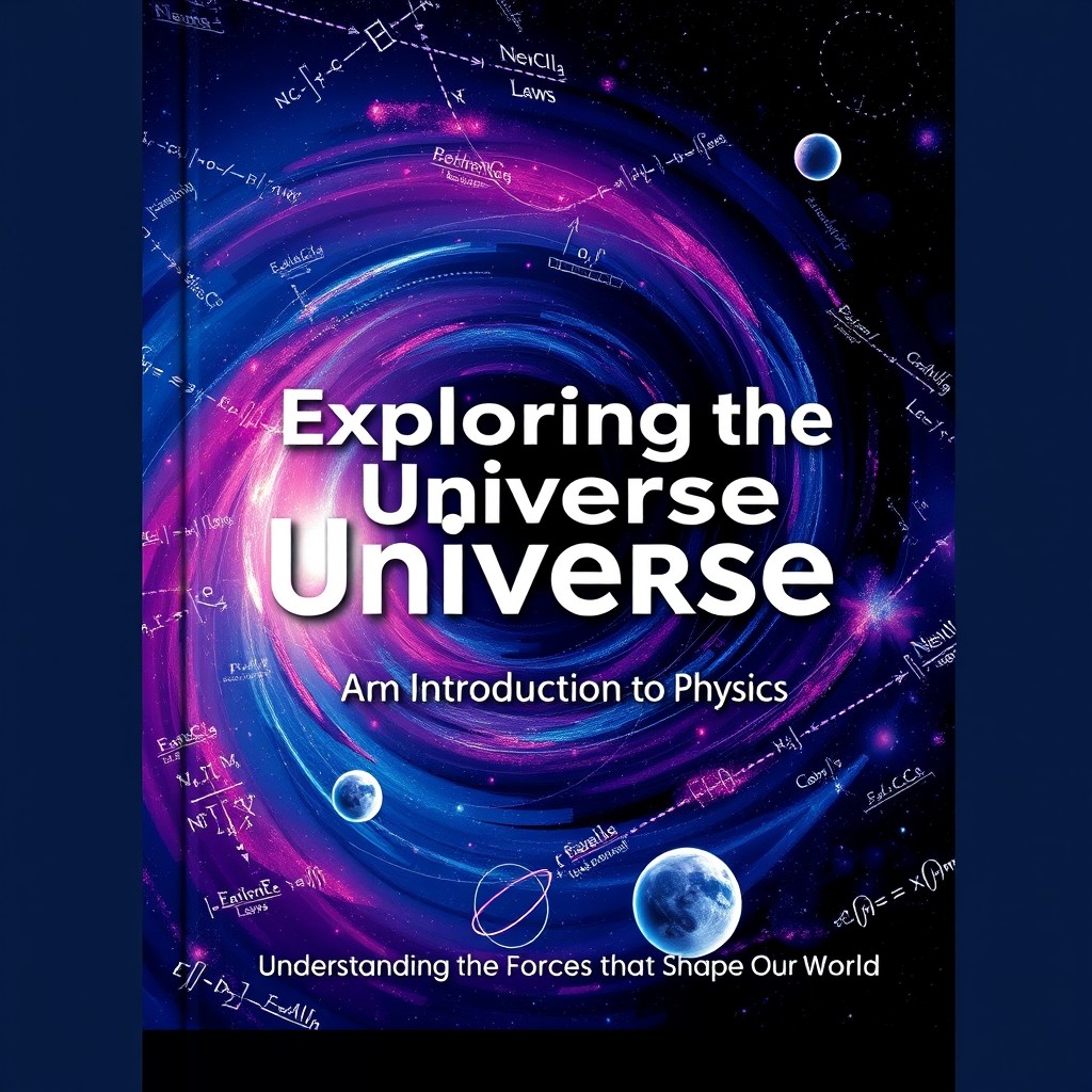 A visually engaging and educational book cover design for a physics textbook
