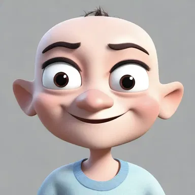 The cartoon character had a bilaterally symmetrical face with identical features on both sides.