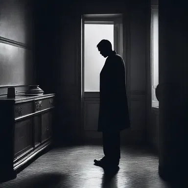 As the protagonist entered the dark and sinister room, an overwhelming feeling of repletion surrounded him, like an invisible force preventing him from leaving.