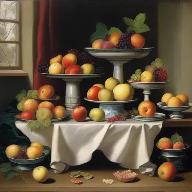 The artist's painting captured the essence of repletion by portraying a table fully laden with an abundance of fruits, symbolizing excess and indulgence.