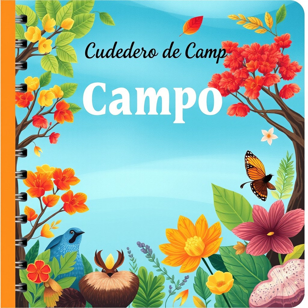 Un cuaderno de campo bellamente diseñado que incluye espacios designados para poner el nombre, el grado, el colegio y el nombre de la profesora
