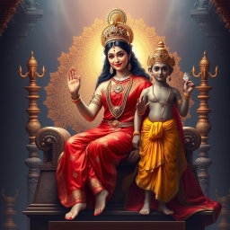 A stunning Hindu apsara with shining skin, radiating a beautiful divine glow