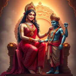 A stunning Hindu apsara with shining skin, radiating a beautiful divine glow
