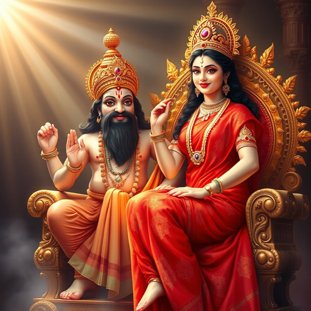 A radiant Hindu apsara with luminous, shining skin, exuding a beautiful divine glow