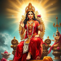 A radiant Hindu apsara with luminous, shining skin, exuding a beautiful divine glow