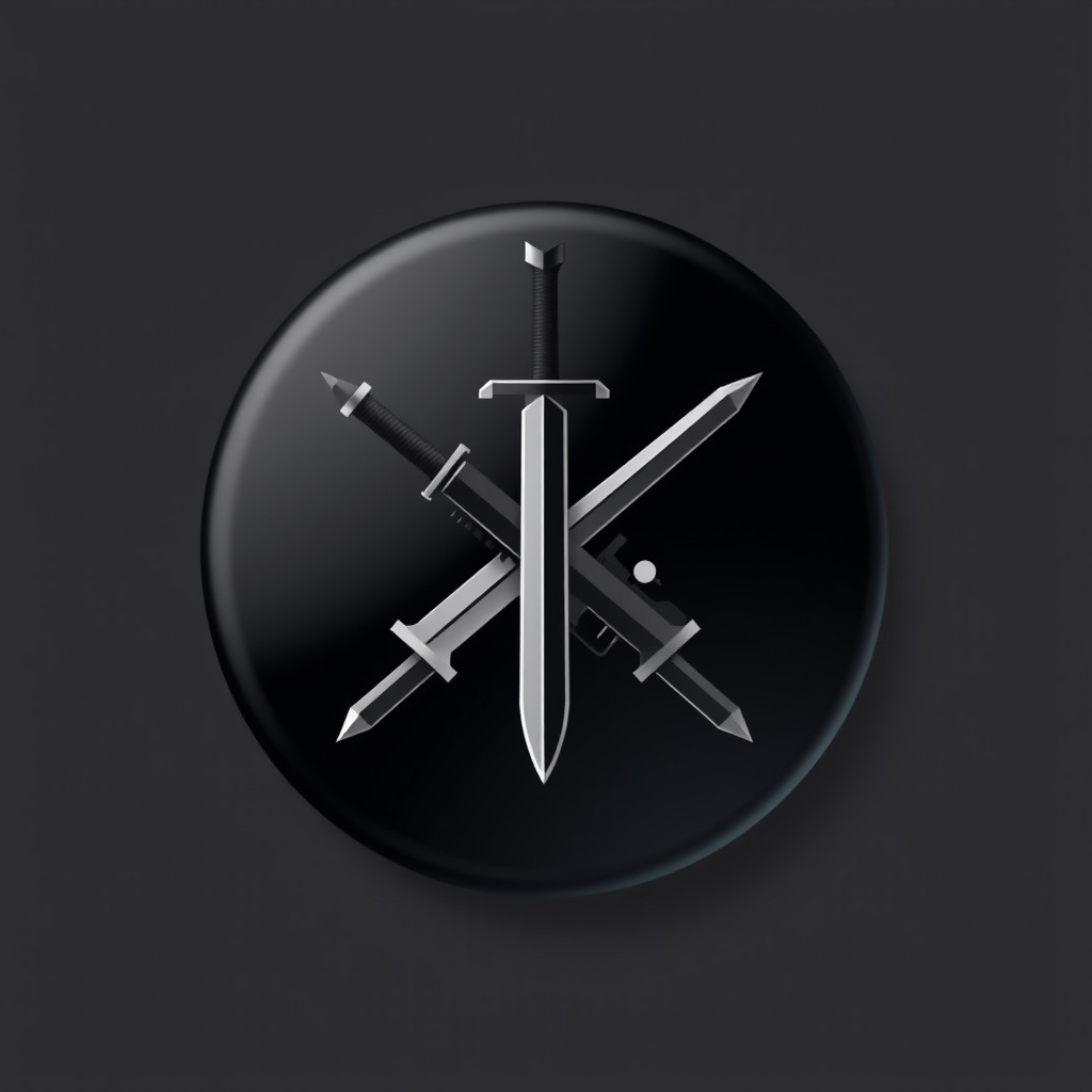 A stylish and modern weapon shop icon designed for a button