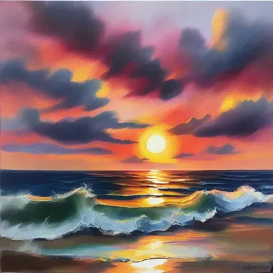 The artist used the weather forecast as inspiration for her painting of a beautiful sunset over the ocean.