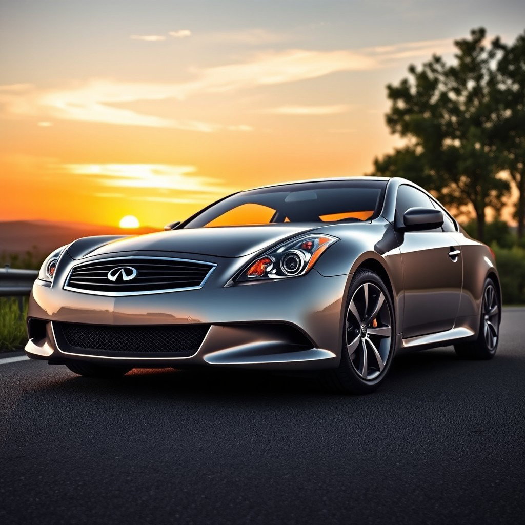 A realistic image of an Infiniti G37 Coupe, prominently displaying its sleek and sporty design