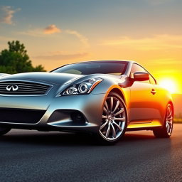 A realistic image of an Infiniti G37 Coupe, prominently displaying its sleek and sporty design