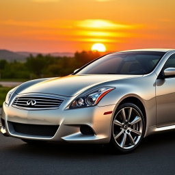 A realistic image of an Infiniti G37 Coupe, prominently displaying its sleek and sporty design