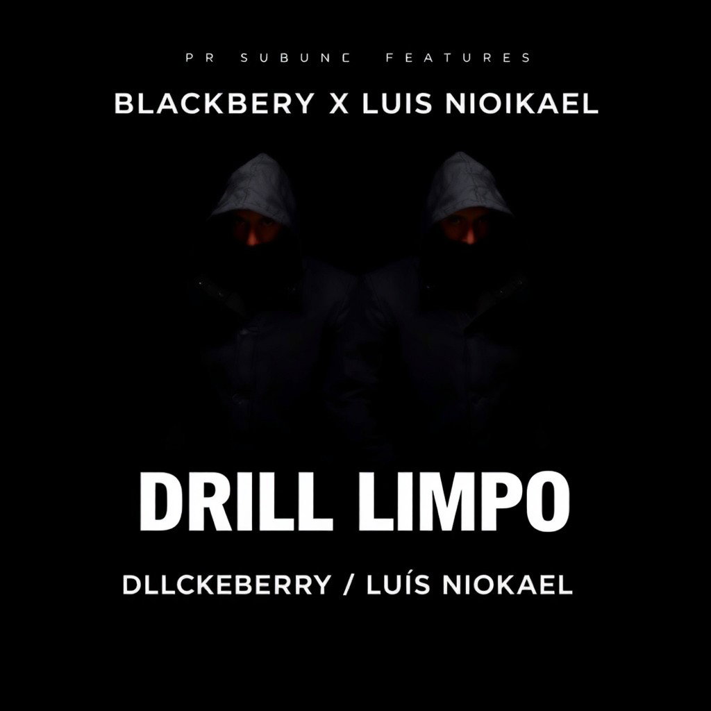 A professional album cover titled 'DRILL LIMPO', featuring the artist names 'BLACKBERRY X LUÍS NIOKAEL'