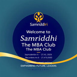 A vibrant and professional poster for the MBA club named 'Samriddhi'