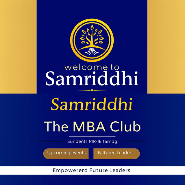 A vibrant and professional poster for the MBA club named 'Samriddhi'
