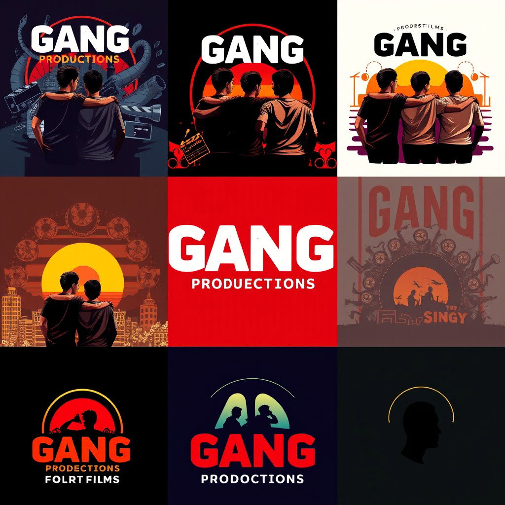 A series of 10 unique design concepts for the logo and poster of 'GANG PRODUCTIONS', a production house for short films