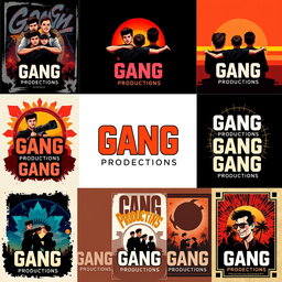 A series of 10 unique design concepts for the logo and poster of 'GANG PRODUCTIONS', a production house for short films