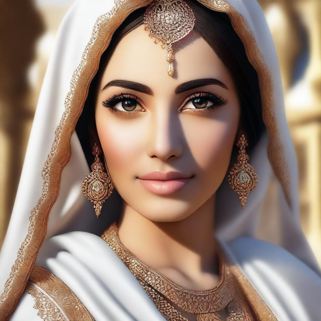 A highest quality digital art showcasing a beautiful Arab girl