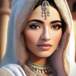 A highest quality digital art showcasing a beautiful Arab girl