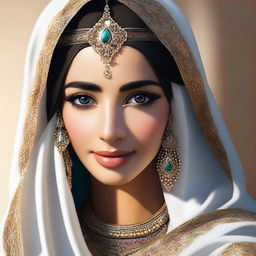 A highest quality digital art showcasing a beautiful Arab girl