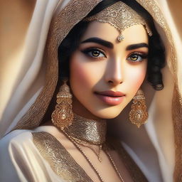 A highest quality digital art showcasing a beautiful Arab girl