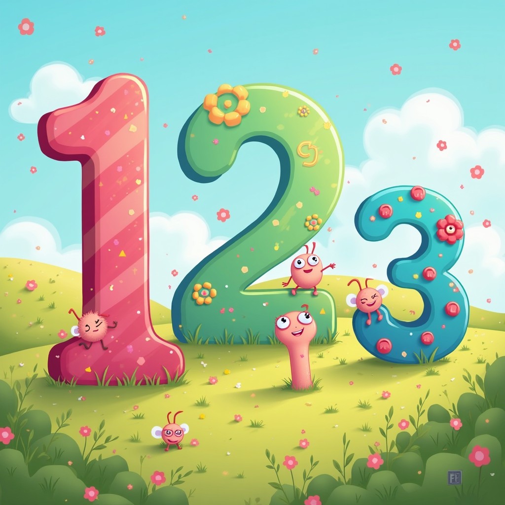 A whimsical and colorful illustration of a magical place named Numberland