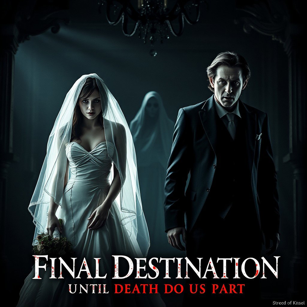 A terrifying wedding movie poster titled 'Final Destination Until Death Do Us Part'