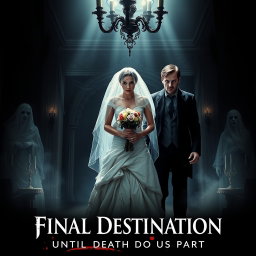 A terrifying wedding movie poster titled 'Final Destination Until Death Do Us Part'