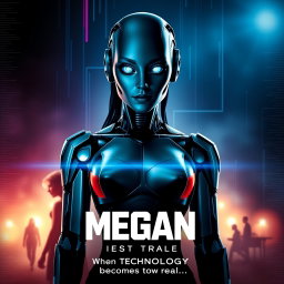 A striking movie poster for 'Megan: 3 - First Trailer'