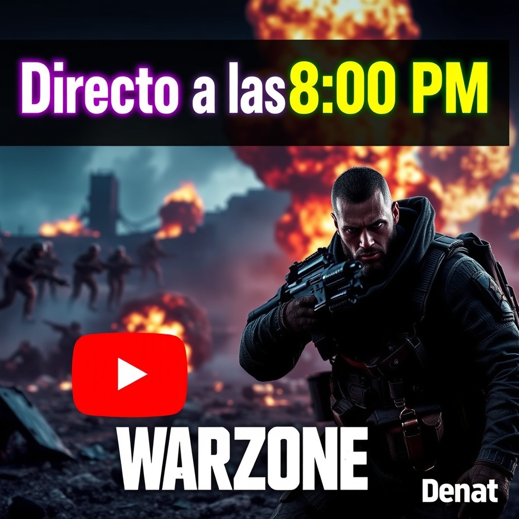 A captivating YouTube thumbnail for the channel 'Denat' featuring an intense scene from Warzone Call of Duty