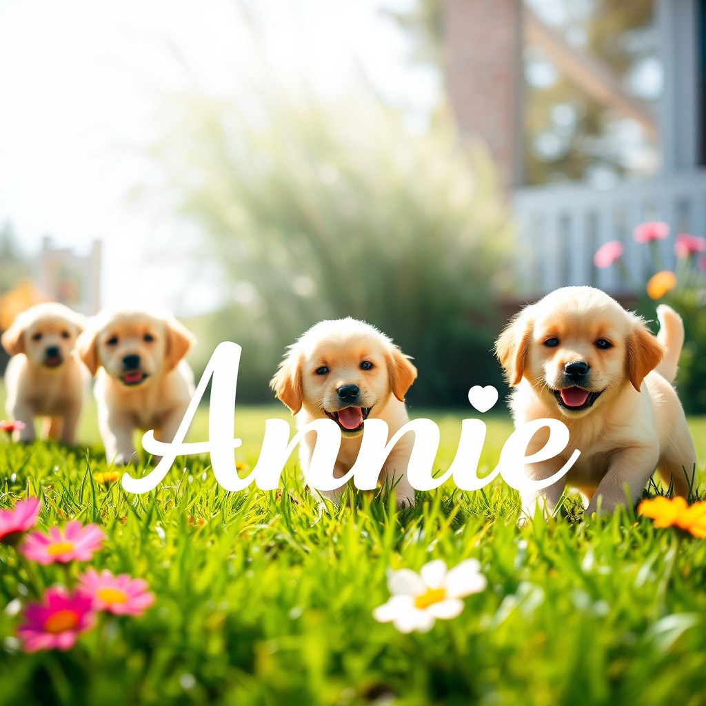 A cute and heartwarming profile picture design featuring the name 'Annie' elegantly written in a playful, friendly font