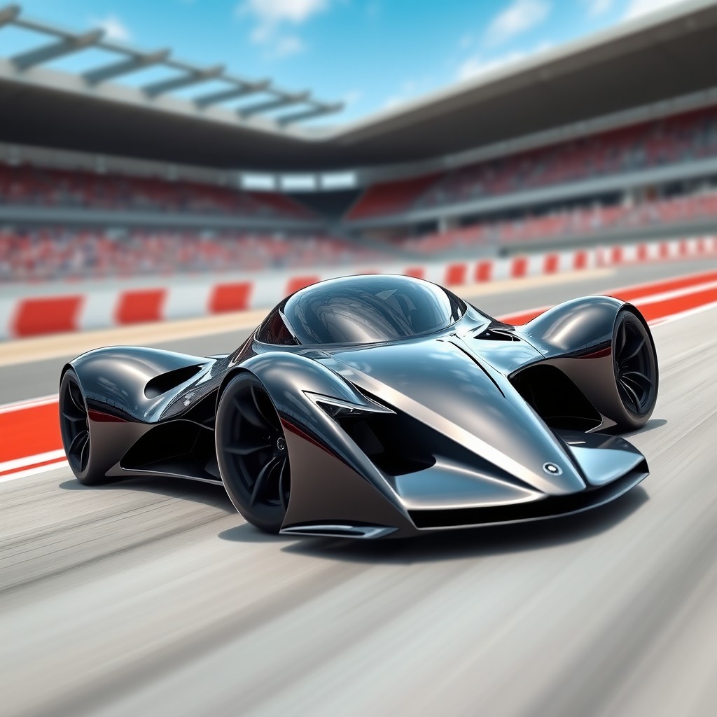A sleek, modern LMDh race car with a streamlined design, featuring an aerodynamic body and aggressive styling