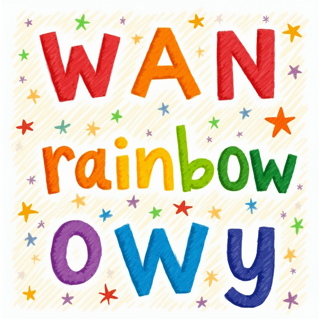 A vibrant and joyful scene showcasing tracing rainbow letters that are colorful and playful