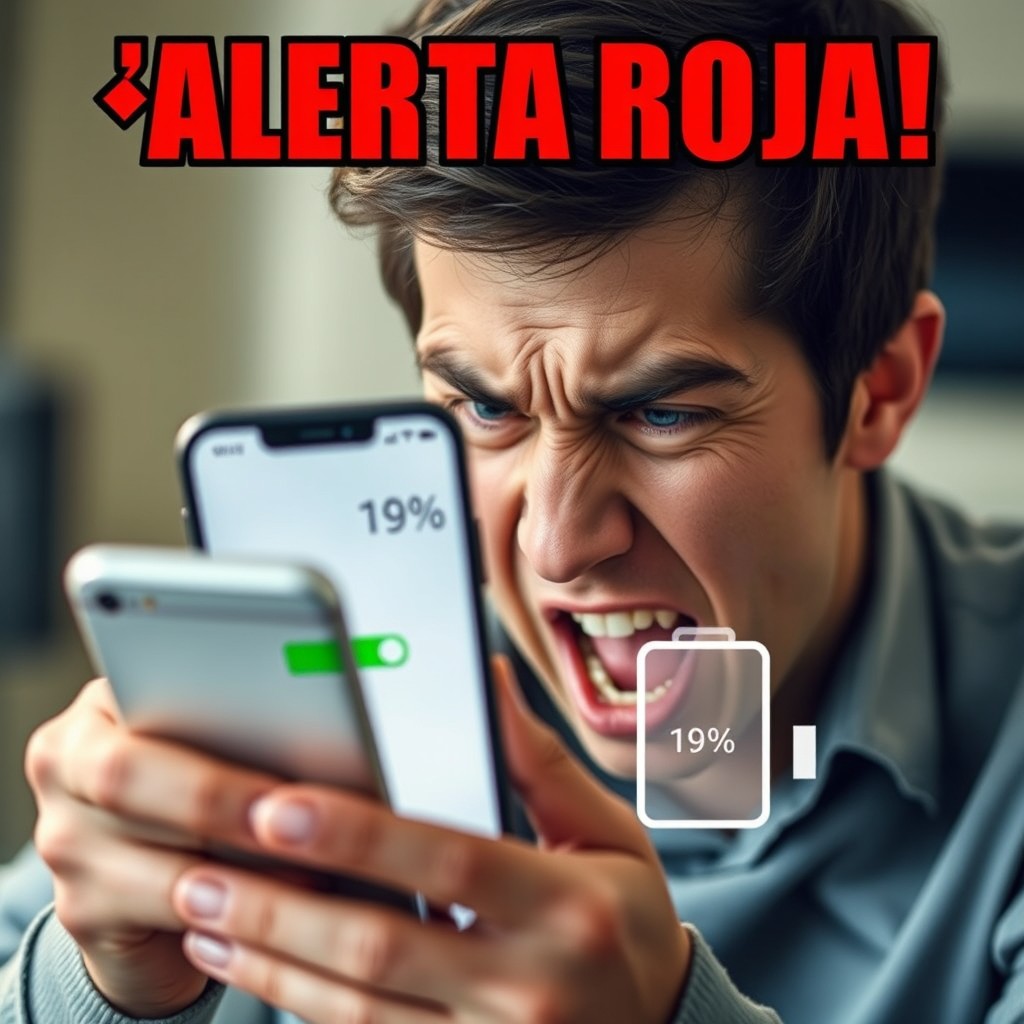 A person looking at their cellphone with a frantic expression, showing panic on their face