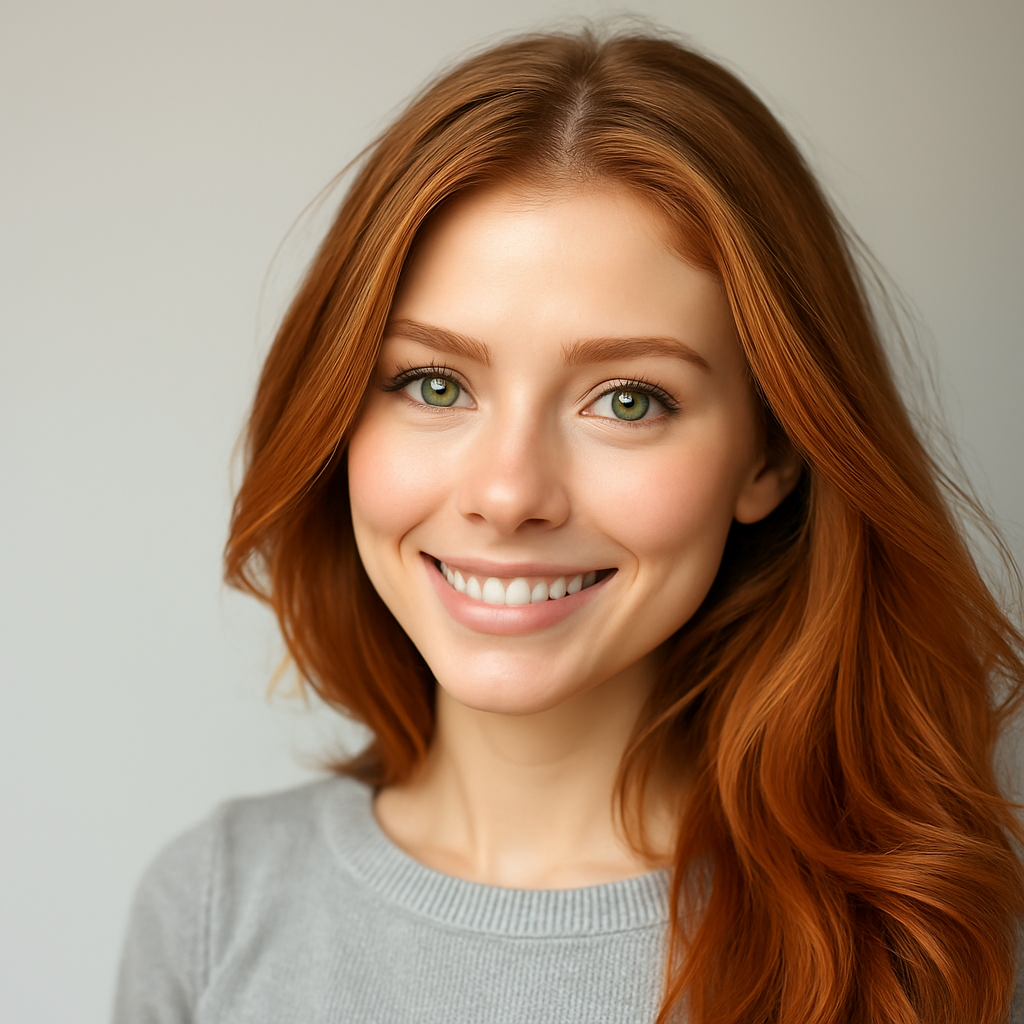A hyper realistic portrait of a woman in her late twenties, focusing on her striking green eyes