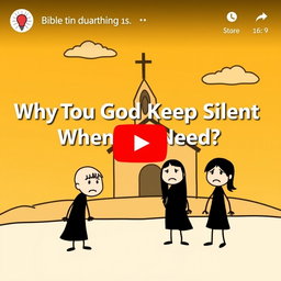 A YouTube thumbnail image showing a stick figure-style cartoon illustrating the biblical teaching 'Why Does God Keep Silent When You Need Him Most?'