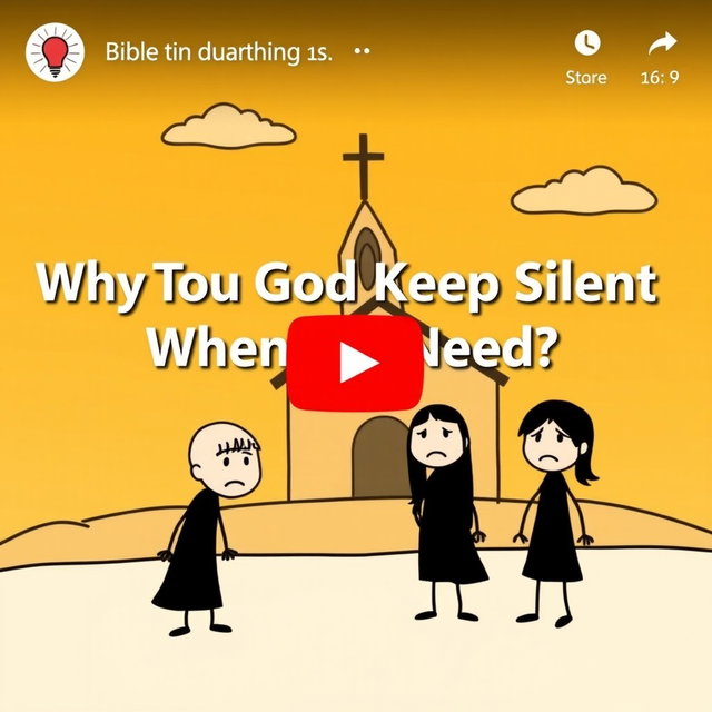A YouTube thumbnail image showing a stick figure-style cartoon illustrating the biblical teaching 'Why Does God Keep Silent When You Need Him Most?'