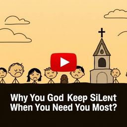A YouTube thumbnail image showing a stick figure-style cartoon illustrating the biblical teaching 'Why Does God Keep Silent When You Need Him Most?'
