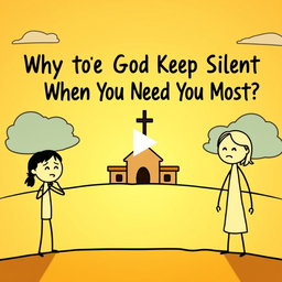 A YouTube thumbnail image showing a stick figure-style cartoon illustrating the biblical teaching 'Why Does God Keep Silent When You Need Him Most?'