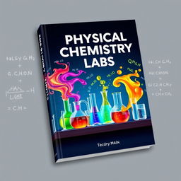 A visually engaging book cover design that represents the theme of physical chemistry labs